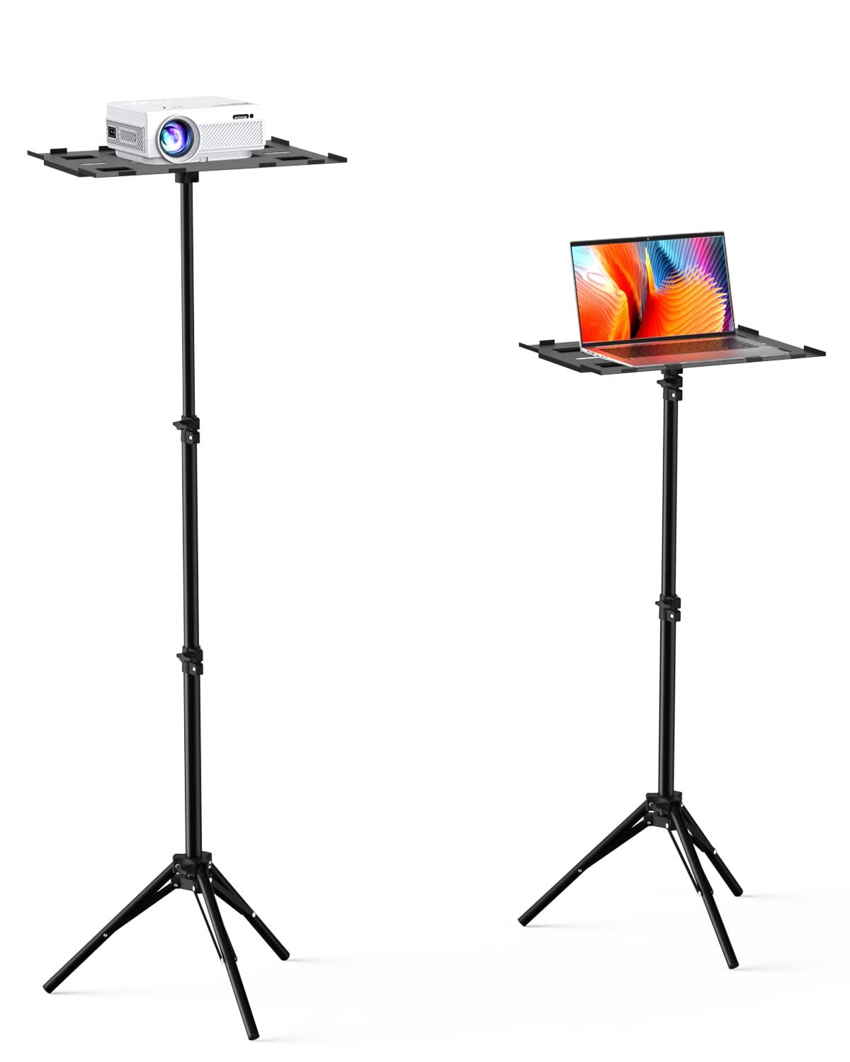 プロジェクター台 三脚式 プロジェクタースタンド 40cm~100cm 高さ3段階調整機能 折り畳み 収納便利 アルミニウム製 オフィス ホームシアター キャンピング用 ブラック (1.4)
