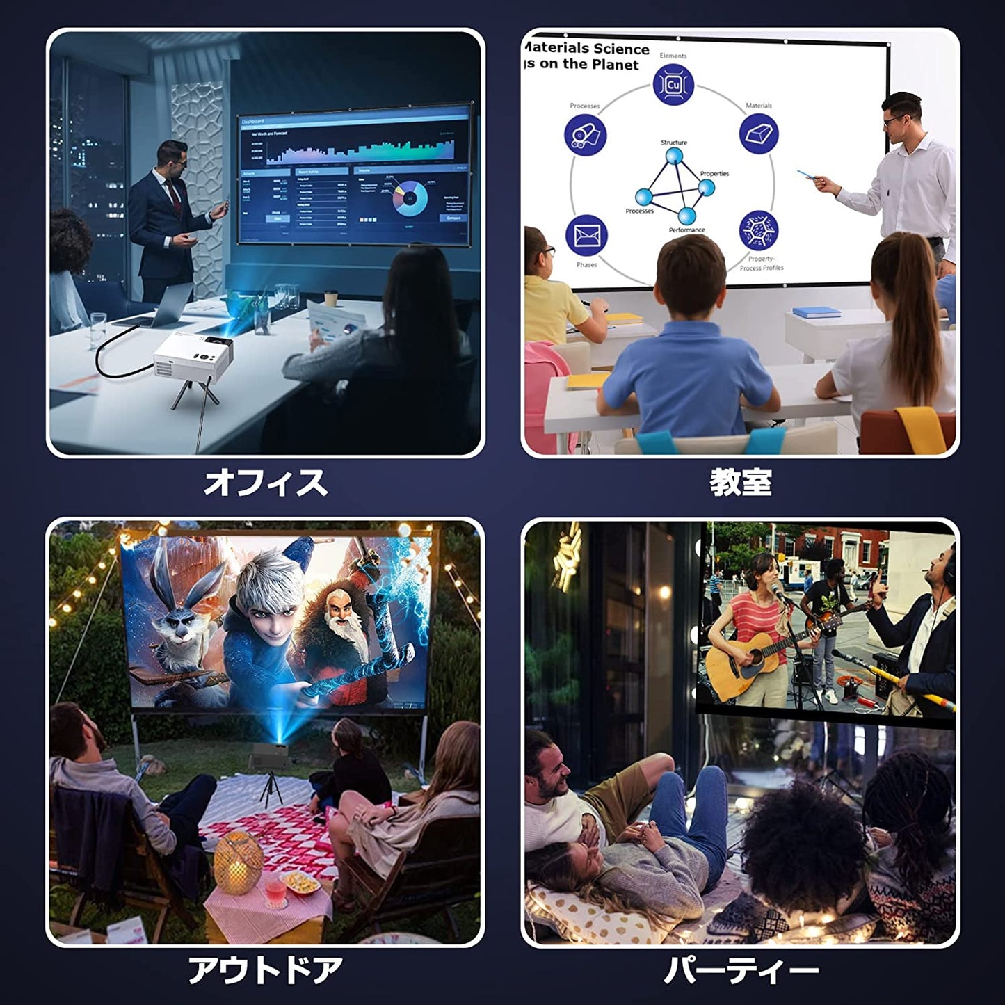 FUDONI プロジェクター スクリーン 120インチ プロジェクター WiFi・Bluetooth対応 iOS/Android/Win/PS5対応 ホワイト (P3)
