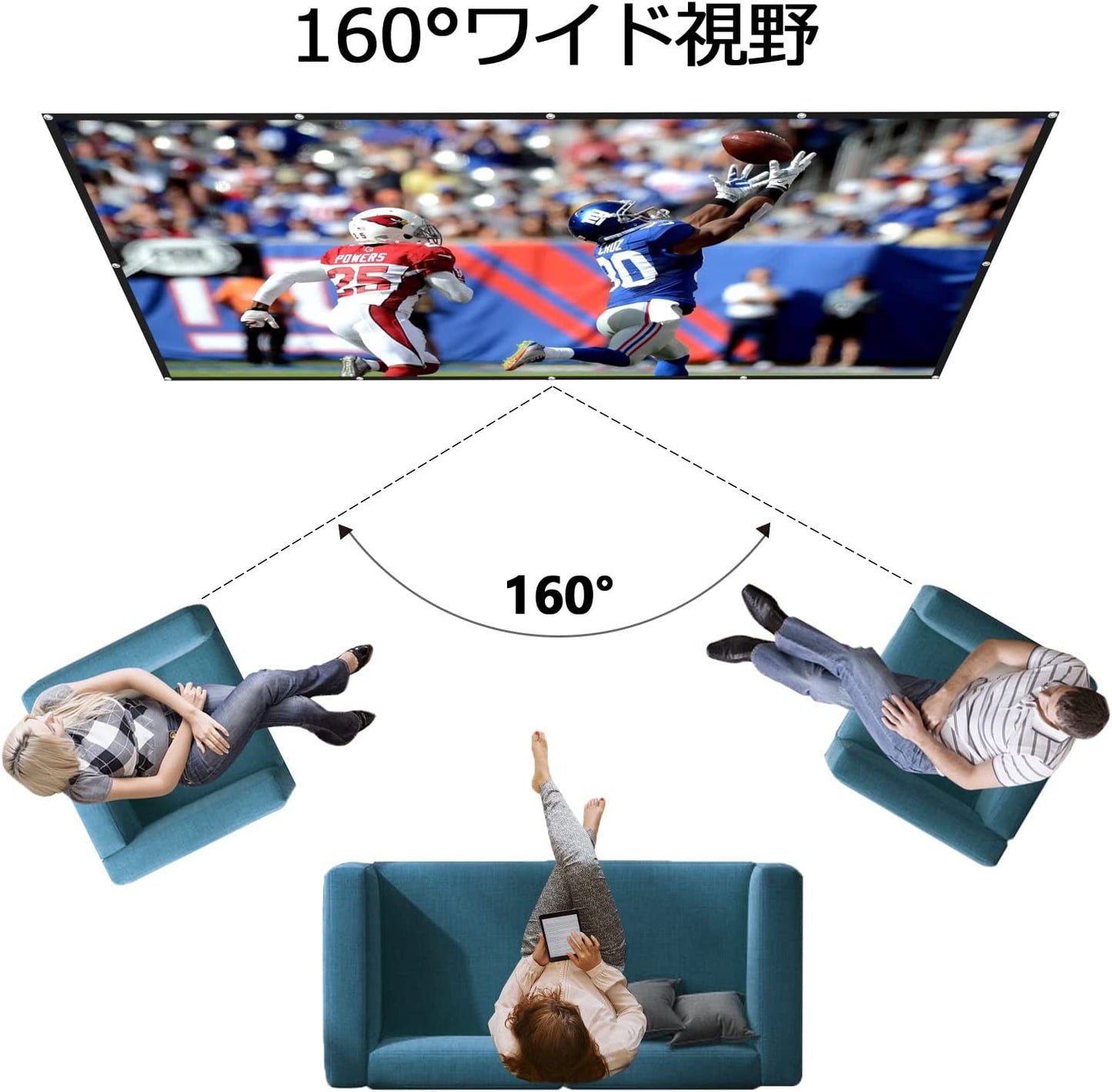 FUDONI プロジェクター スクリーン 120インチ プロジェクター WiFi・Bluetooth対応 iOS/Android/Win/PS5対応 ホワイト (P3)