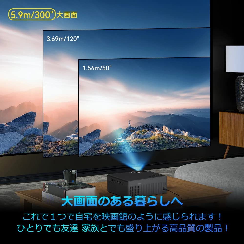 FUDONI プロジェクター 小型 家庭用 ホームプロジェクター 12000LM Wi-Fi Bluetooth5.0 フルHD 1080P 4K対応 高輝度 ワイヤレス接続 高画質 ホームシアター 300"大画面 コンパクト モバイル 高速5G&2.4G 高音質Hi-Fiスピーカー内蔵 リアル ネイティブ解像度 台形補正 ズーム機能 iPhone/iOS/Androidスマホ/タブレット/PC/DVD/TV Stick/PS4/PS5/Switch/X box接続可 /ビジネス/プレゼント