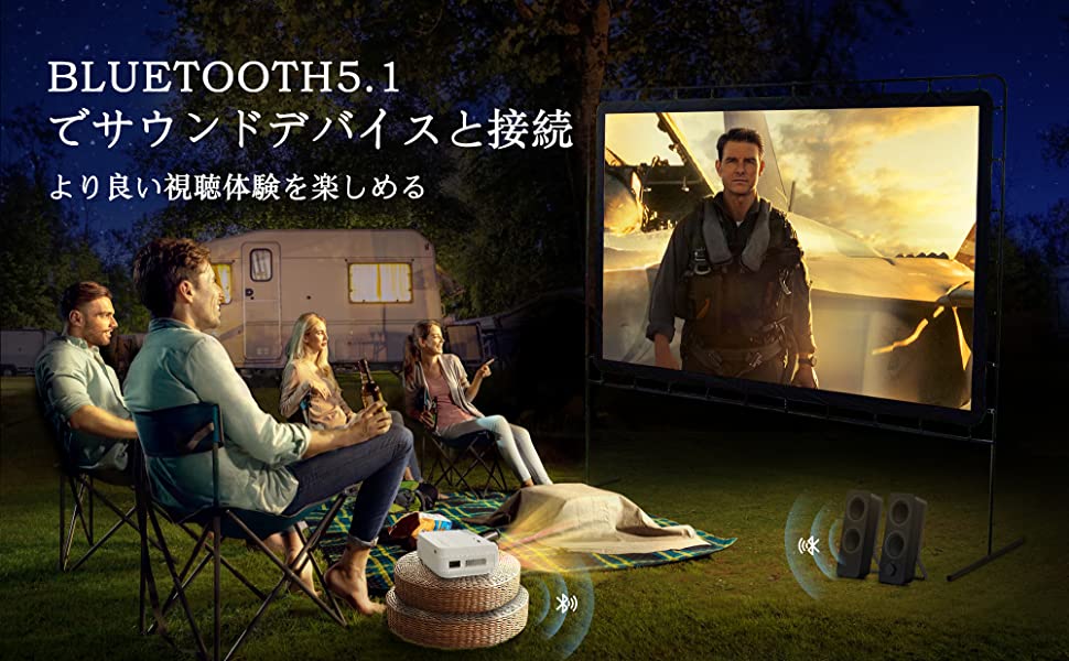 プロジェクター天井 小型 投影 WiFiとBluetooth搭載 5G WiFiネイティブ 1080P 9500L 4K対応 FUDONI ポータブル屋外プロジェクター スクリーン付き ホームシアタープロジェクター HDMI/USB/VGA/PC/TVボックス/iOS/Androidフォン対応