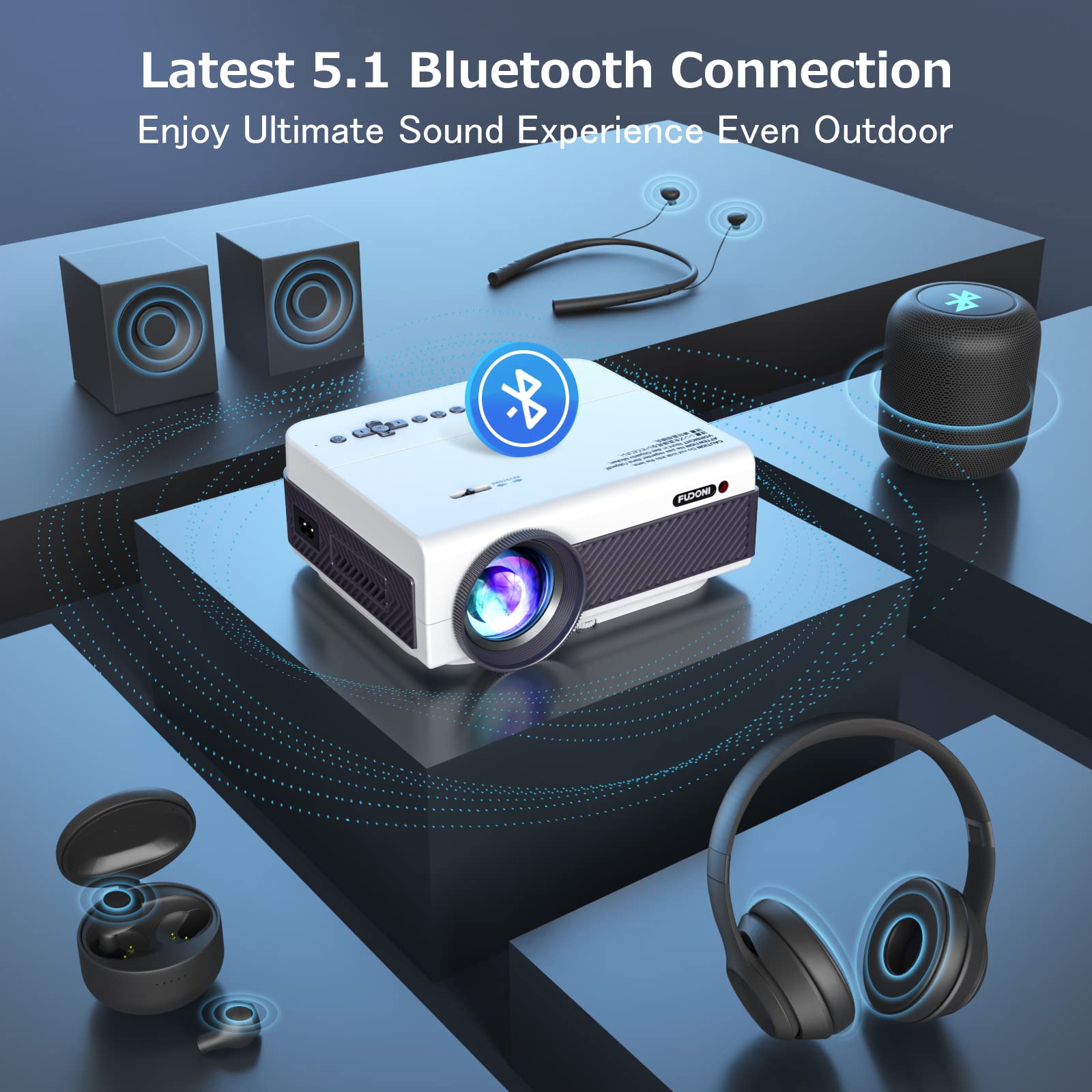 5GWiFi&Bluetooth5.1対応】FUDONI プロジェクター 小型 10000LM フル