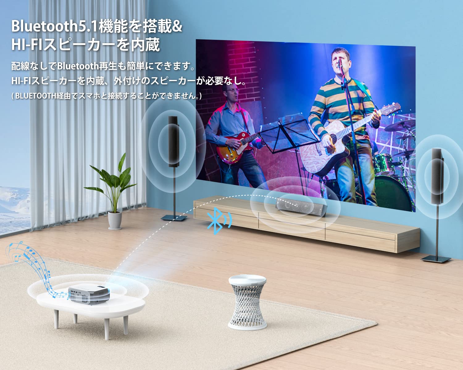 【高辉度プロジェクター＆テレビ代わり】プロジェクター 小型 400ANSIルーメン& 5G&2.4Gwifi 1080P 4K対応 8W  HIFIピーカー ホームプロジェクター【専用スクリーン付き】20000LM 家庭用プロジェクター フルHD 300インチ大画面  Bluetooth5.1