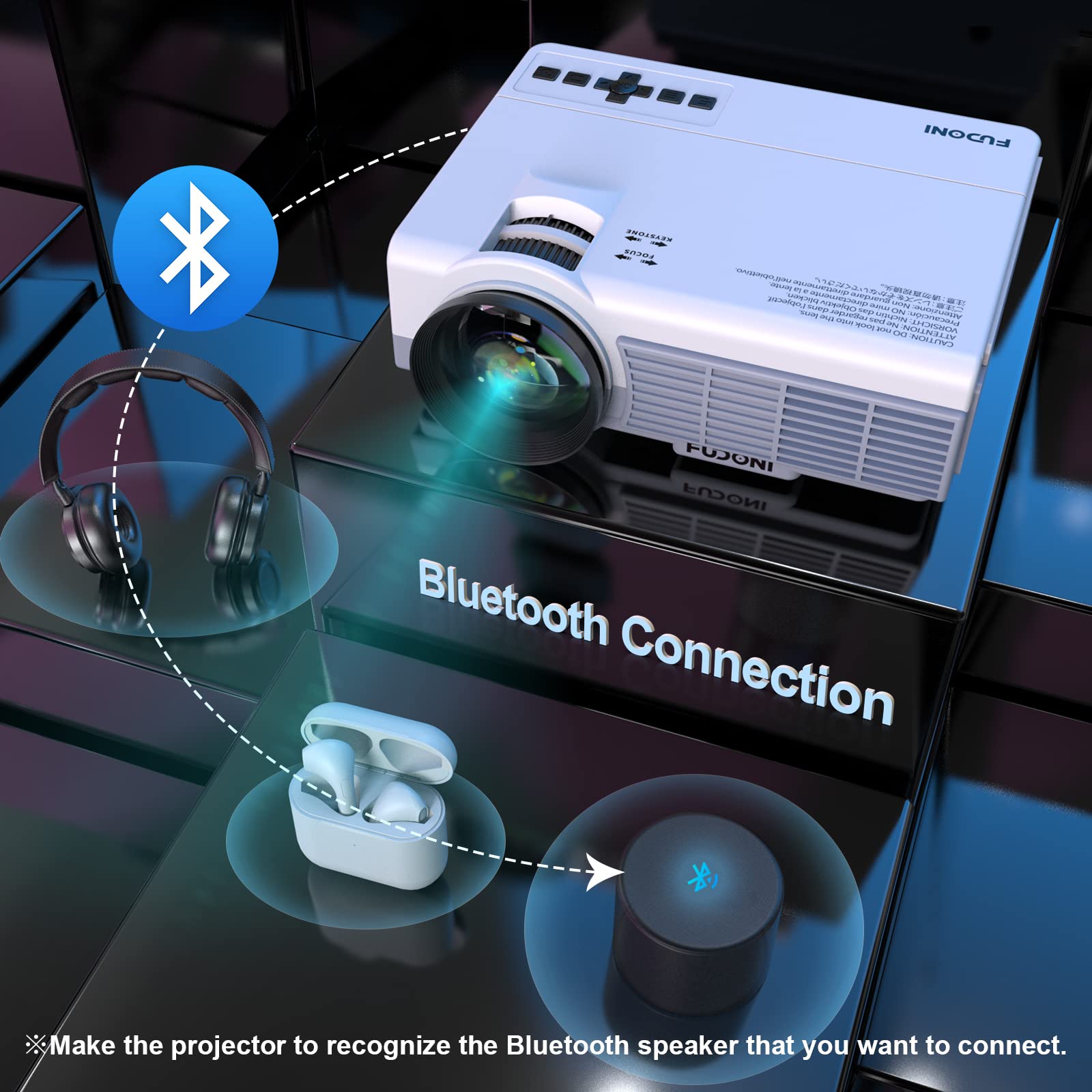 プロジェクター WiFiとBluetooth搭載 5G WiFiネイティブ 1080P 9500L 4K対応 FUDONI ポータブル屋外プ –  FUDONI JP